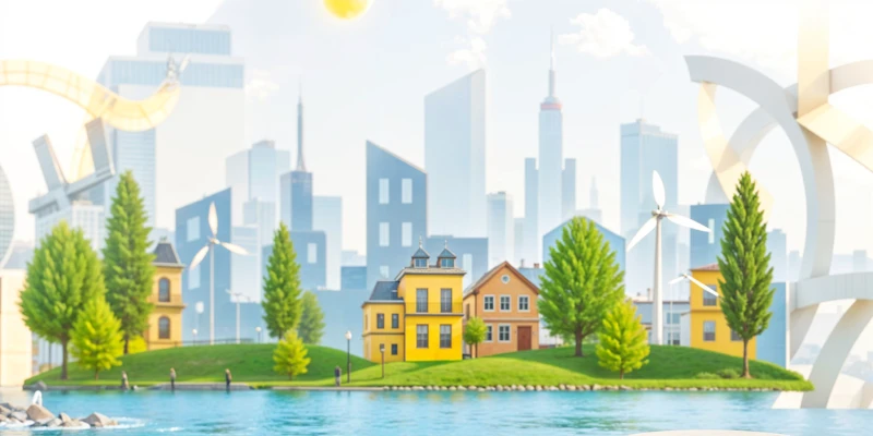 Colorful illustration of an urban city